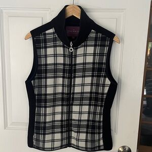 Savile Row London  Black & White Plaid Fleece Vest Sz medium